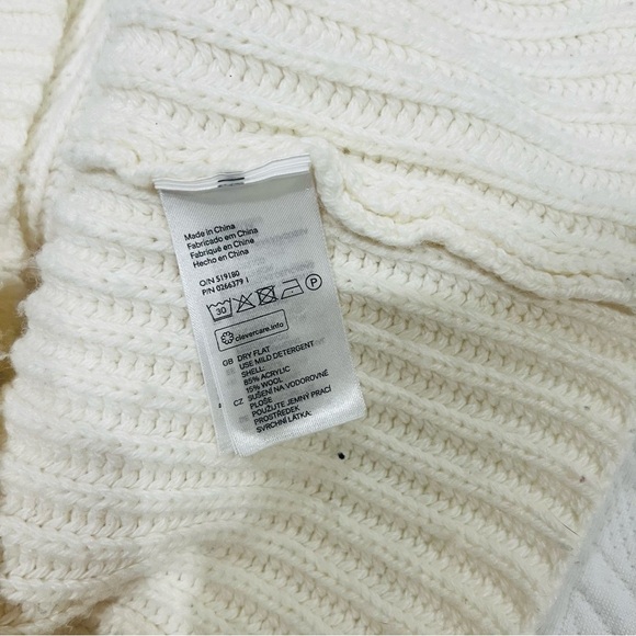 H&M Ivory/Cream Knit Pullover Sweater 3/4 Length Sleeves Loose Chunky Sweater - Picture 9 of 9